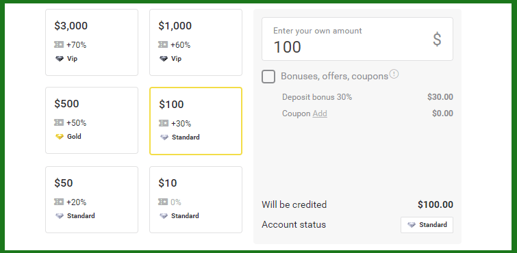 Бонус Binomo на депозит - до 70% Бонус Binomo на депозит - до 70%