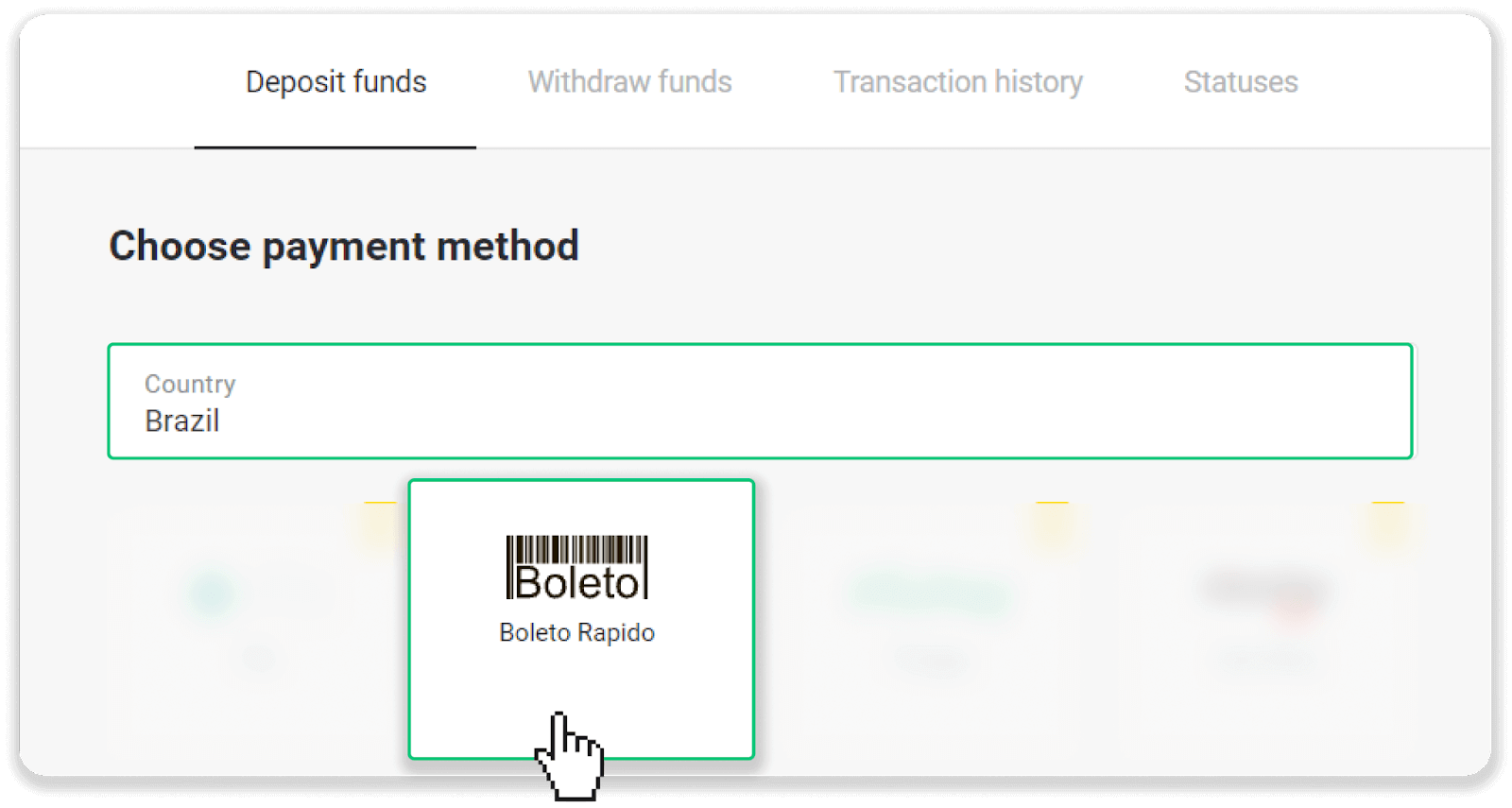 Deposit Funds in Binomo via Brazil Internet Banking (Bank Transer, Paylivre, Loterica, Itau, Boleto Rapido) and E-wallets (Picpay, Astropay, Banco do Brasil, Santander, Bradesco, Neteller, Skrill, WebMoney, Advcash) Deposit Funds in Binomo via Brazil Internet Banking (Bank Transer, Paylivre, Loterica, Itau, Boleto Rapido) and E-wallets (Picpay, Astropay, Banco do Brasil, Santander, Bradesco, Neteller, Skrill, WebMoney, Advcash)