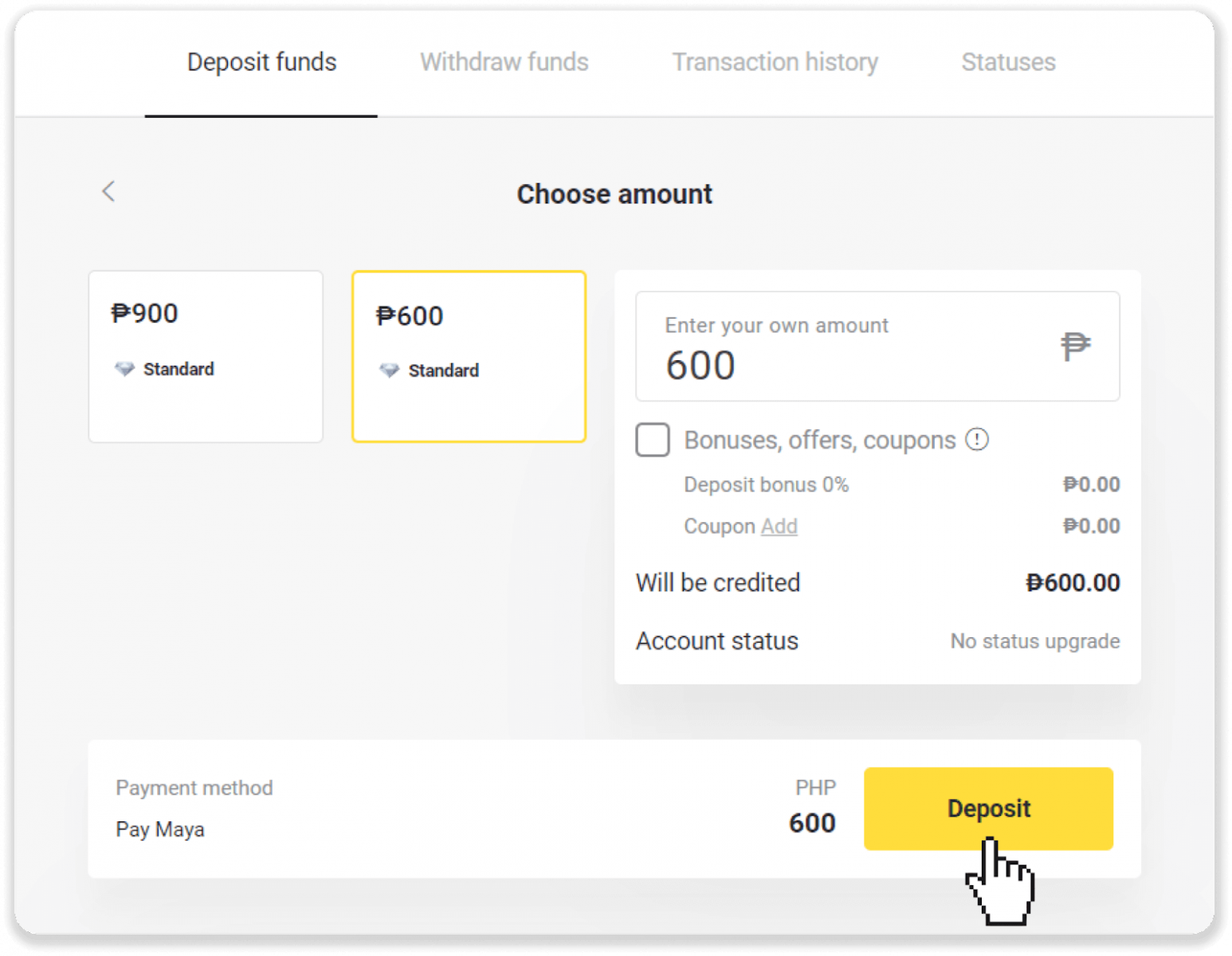 Depozitoni fonde në Binomo përmes kartave bankare të Filipineve (Visa / MasterCard / JCB), Transferta Bankare (BDO Internet Banking) dhe kuletat elektronike (GCash, GrabPay, Paymaya, Coins.ph, AstroPay, Webmoney WMZ, Advcash, Perfect Money) Depozitoni fonde në Binomo përmes kartave bankare të Filipineve (Visa / MasterCard / JCB), Transferta Bankare (BDO Internet Banking) dhe kuletat elektronike (GCash, GrabPay, Paymaya, Coins.ph, AstroPay, Webmoney WMZ, Advcash, Perfect Money)