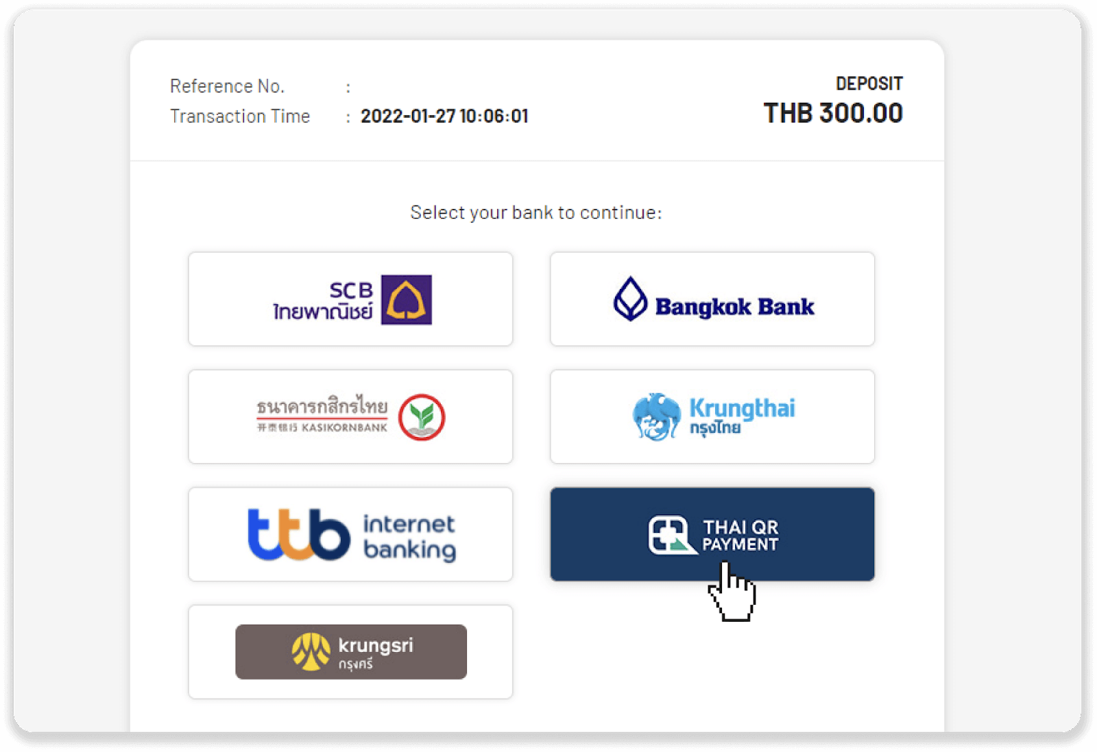 Deposit Funds in Binomo via Thailand Promptpay QR and Internet Banking ( SCB, Bankok Bank, Krungthai Bank, krungsri, Kasikornbank, Kiatnakin Bank)