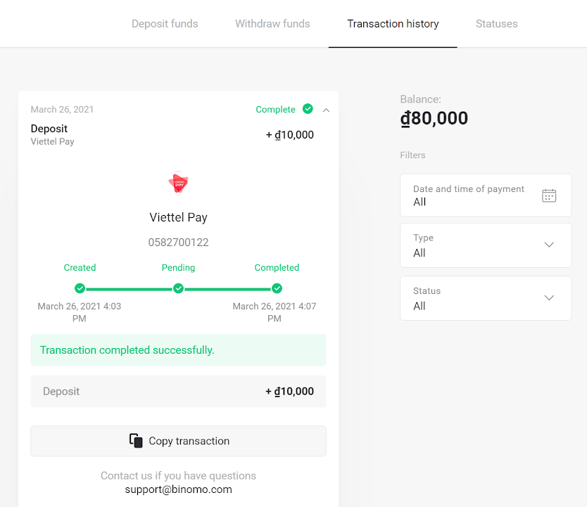 Deposit Funds in Binomo via Vietnam Bank Cards (Visa / Mastercard), Internet Banking (Techcombank, Sacombank, Agribank, ACB, Vietcombank, MB, DongA Bank, TPBank, ATM online) and E-wallets Deposit Funds in Binomo via Vietnam Bank Cards (Visa / Mastercard), Internet Banking (Techcombank, Sacombank, Agribank, ACB, Vietcombank, MB, DongA Bank, TPBank, ATM online) and E-wallets