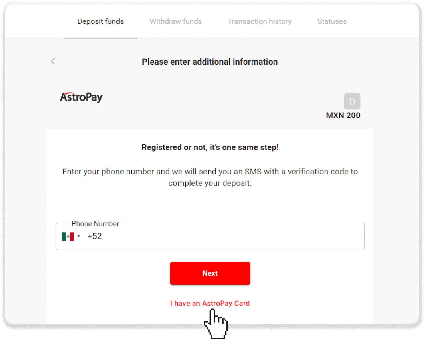 Déposer des fonds sur Binomo via la carte AstroPay