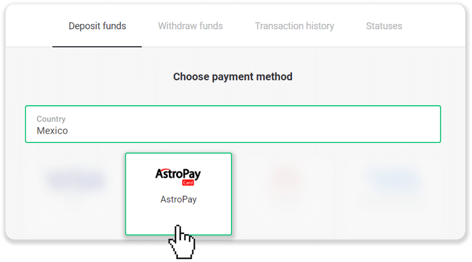 AstroPay 카드를 통해 Binomo에 자금 입금