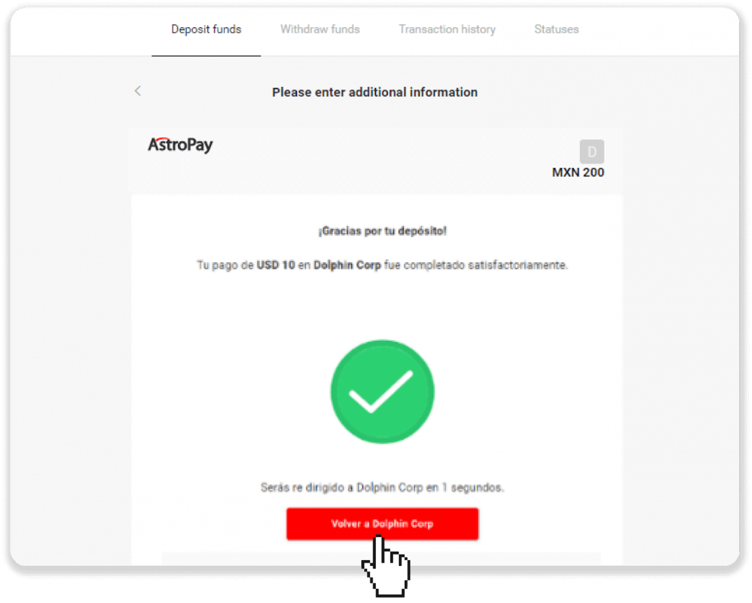 AstroPay 카드를 통해 Binomo에 자금 입금