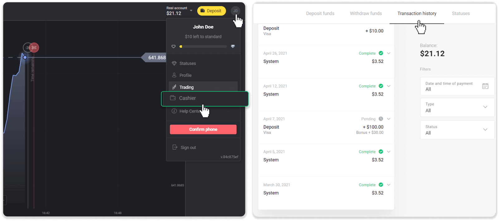 ฝากเงินกับ Binomo ผ่านบัตรธนาคาร