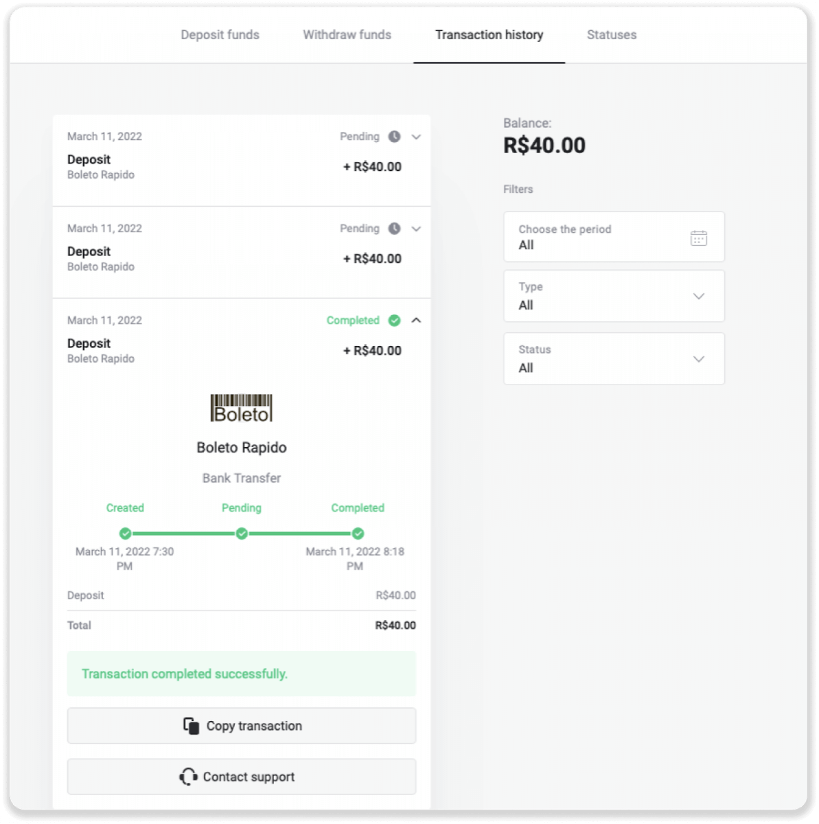 Deposit Funds on Binomo via Brazil Internet Banking (Bank Transer, Paylivre, Loterica, Itau, Boleto Rapido) and E-wallets (Picpay, Astropay, Banco do Brasil, Santander, Bradesco, Neteller, Skrill, WebMoney, Advcash) Deposit Funds on Binomo via Brazil Internet Banking (Bank Transer, Paylivre, Loterica, Itau, Boleto Rapido) and E-wallets (Picpay, Astropay, Banco do Brasil, Santander, Bradesco, Neteller, Skrill, WebMoney, Advcash)