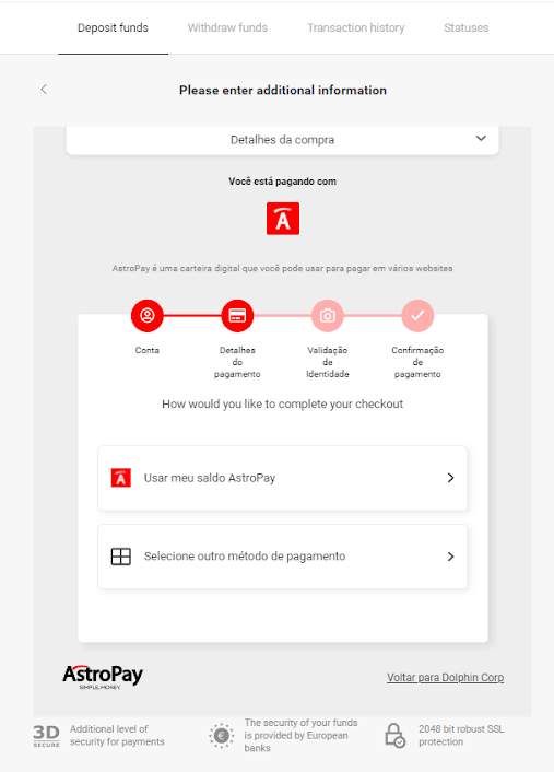 Deposit Funds on Binomo via Brazil Internet Banking (Bank Transer, Paylivre, Loterica, Itau, Boleto Rapido) and E-wallets (Picpay, Astropay, Banco do Brasil, Santander, Bradesco, Neteller, Skrill, WebMoney, Advcash) Deposit Funds on Binomo via Brazil Internet Banking (Bank Transer, Paylivre, Loterica, Itau, Boleto Rapido) and E-wallets (Picpay, Astropay, Banco do Brasil, Santander, Bradesco, Neteller, Skrill, WebMoney, Advcash)