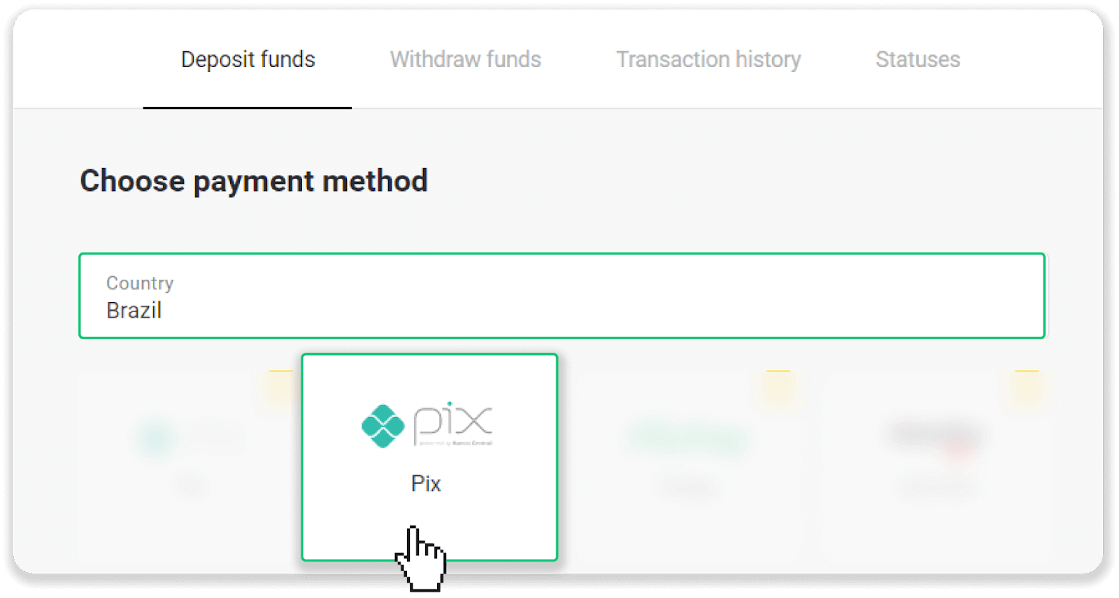 Внесіть кошти на Binomo через інтернет-банкінг Бразилії (Bank Transer, Paylivre, Loterica, Itau, Boleto Rapido) та електронні гаманці (Picpay, Astropay, Banco do Brasil, Santander, Bradesco, Neteller, Skrill, WebMoney, Advcash) Внесіть кошти на Binomo через інтернет-банкінг Бразилії (Bank Transer, Paylivre, Loterica, Itau, Boleto Rapido) та електронні гаманці (Picpay, Astropay, Banco do Brasil, Santander, Bradesco, Neteller, Skrill, WebMoney, Advcash)
