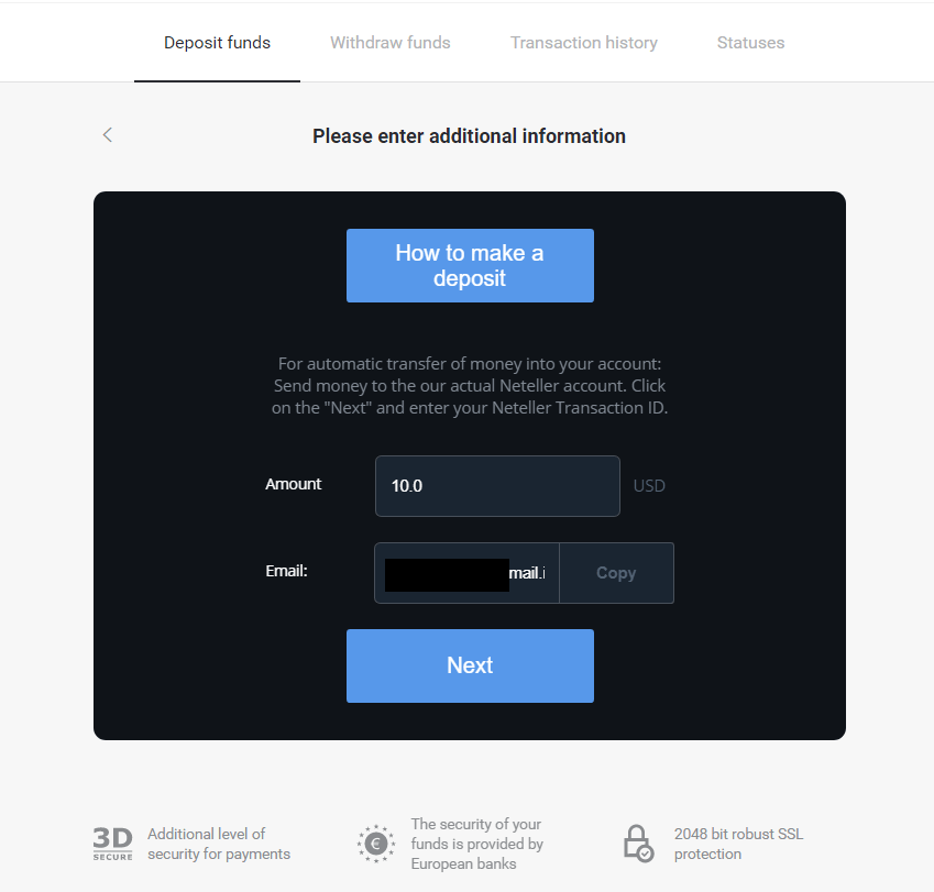 Pagdeposito sa mga Pondo sa Binomo pinaagi sa E-wallet (Webmoney WMZ, Picpay, Neteller, Astropay, Cash U, Skrill, ADV cash, AstroPay Card, Perfect Money) Pagdeposito sa mga Pondo sa Binomo pinaagi sa E-wallet (Webmoney WMZ, Picpay, Neteller, Astropay, Cash U, Skrill, ADV cash, AstroPay Card, Perfect Money)