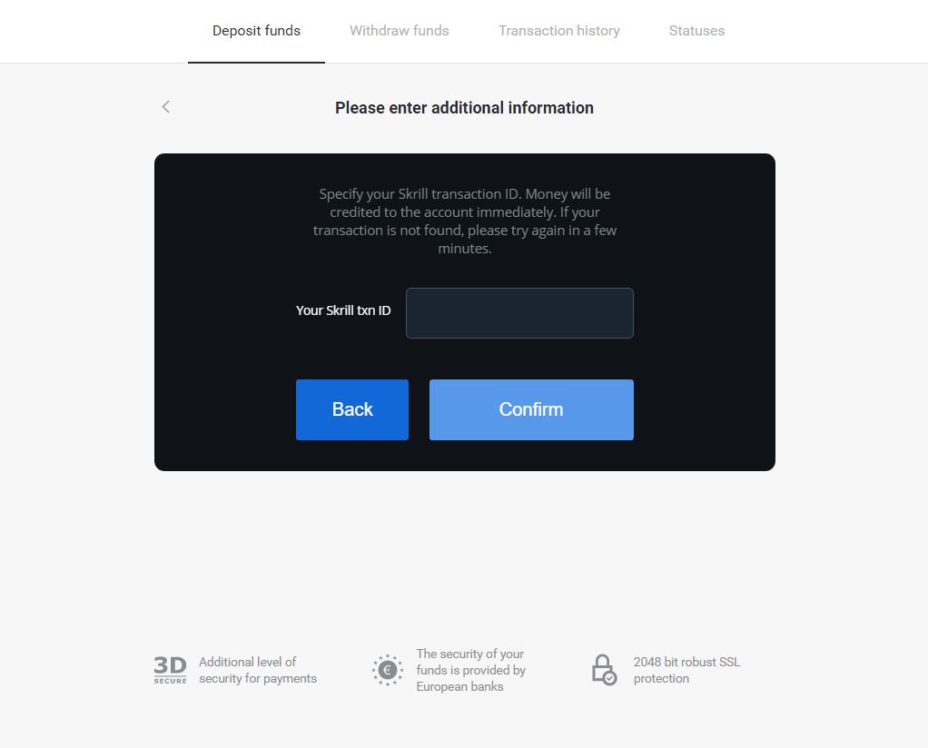 Lacagaha Debaajiga ah ee Binomo iyada oo loo marayo E-boorsada (Webmoney WMZ, Picpay, Neteller, Atropay, Cash U, Skrill, ADV lacag caddaan ah, Kaarka AstroPay, Lacag qumman) Lacagaha Debaajiga ah ee Binomo iyada oo loo marayo E-boorsada (Webmoney WMZ, Picpay, Neteller, Atropay, Cash U, Skrill, ADV lacag caddaan ah, Kaarka AstroPay, Lacag qumman)