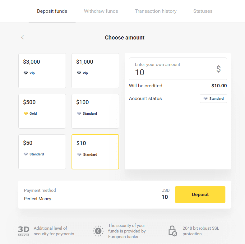 Lacagaha Debaajiga ah ee Binomo iyada oo loo marayo E-boorsada (Webmoney WMZ, Picpay, Neteller, Atropay, Cash U, Skrill, ADV lacag caddaan ah, Kaarka AstroPay, Lacag qumman) Lacagaha Debaajiga ah ee Binomo iyada oo loo marayo E-boorsada (Webmoney WMZ, Picpay, Neteller, Atropay, Cash U, Skrill, ADV lacag caddaan ah, Kaarka AstroPay, Lacag qumman)