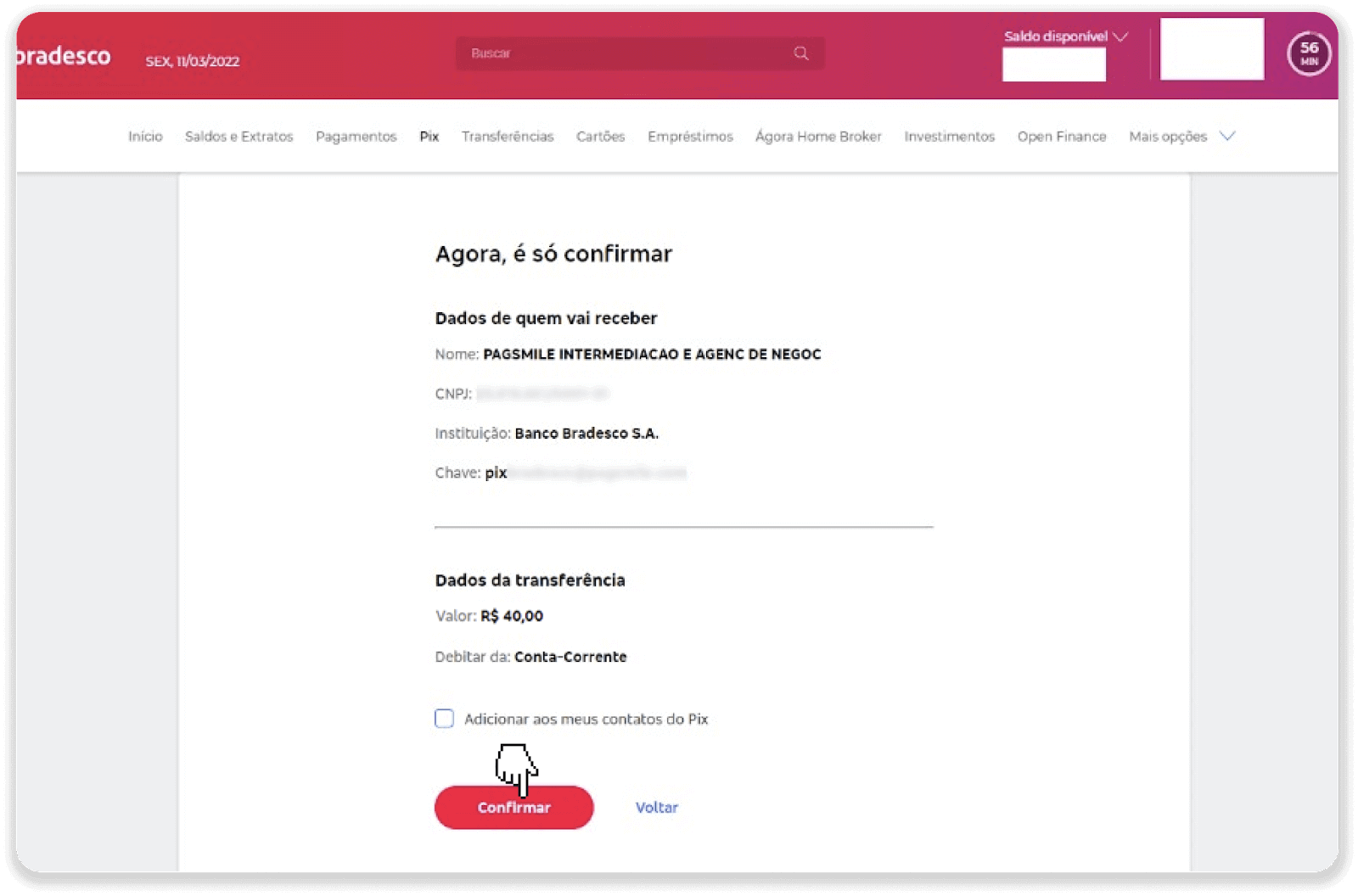 إيداع الأموال عبر التحويل البنكي (Itau، PicPay، Loterica، Boleto Rapido، Paylivre، Pagsmile، Bradesco، Santander) على Binomo