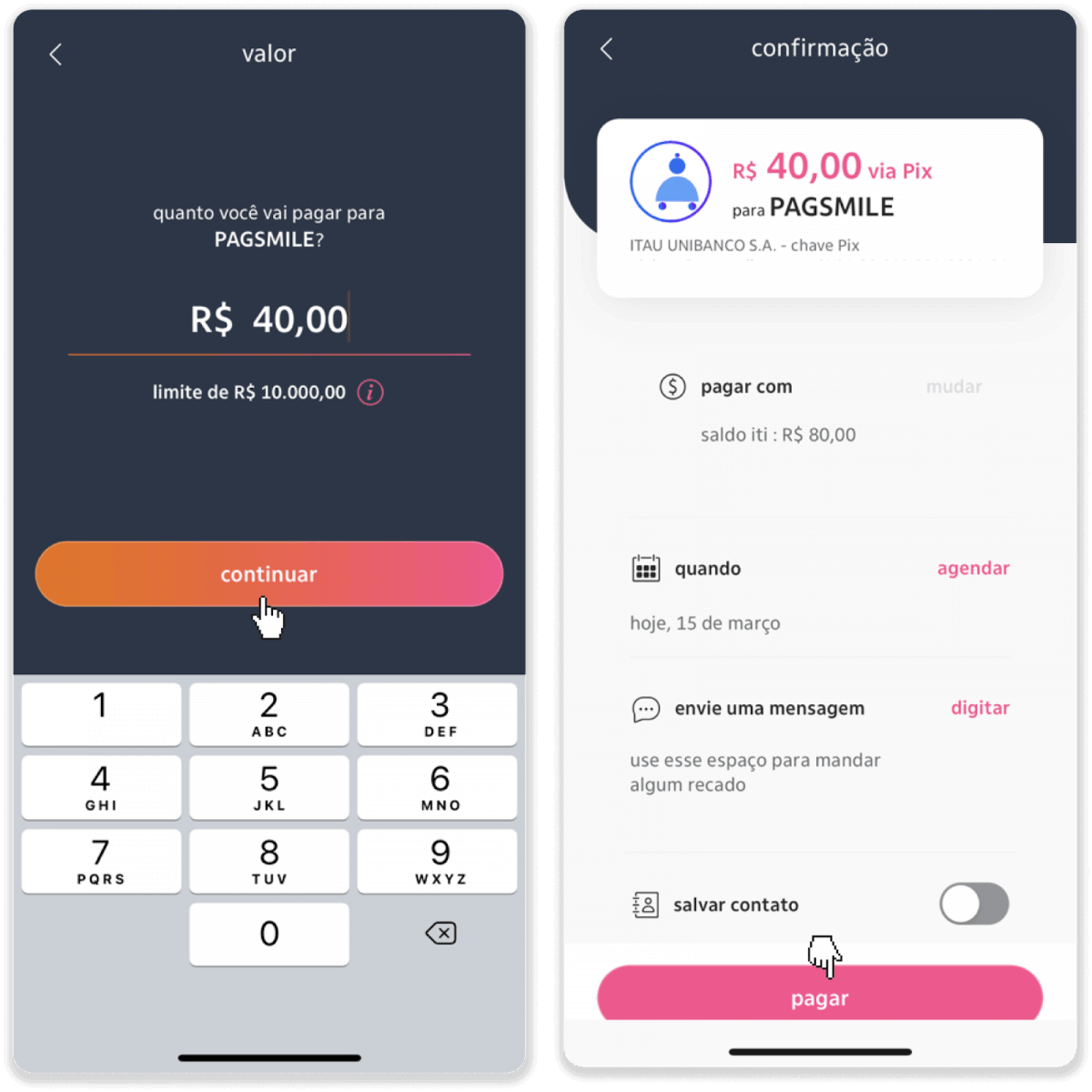 إيداع الأموال عبر التحويل البنكي (Itau، PicPay، Loterica، Boleto Rapido، Paylivre، Pagsmile، Bradesco، Santander) على Binomo