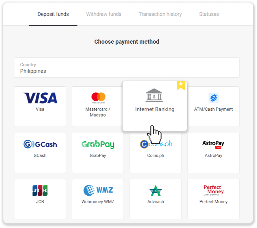 Depozitoni fonde në Binomo përmes kartave bankare të Filipineve (Visa / MasterCard / JCB), Transferta Bankare (BDO Internet Banking) dhe kuletat elektronike (GCash, GrabPay, Paymaya, Coins.ph, AstroPay, Webmoney WMZ, Advcash, Perfect Money) Depozitoni fonde në Binomo përmes kartave bankare të Filipineve (Visa / MasterCard / JCB), Transferta Bankare (BDO Internet Banking) dhe kuletat elektronike (GCash, GrabPay, Paymaya, Coins.ph, AstroPay, Webmoney WMZ, Advcash, Perfect Money)