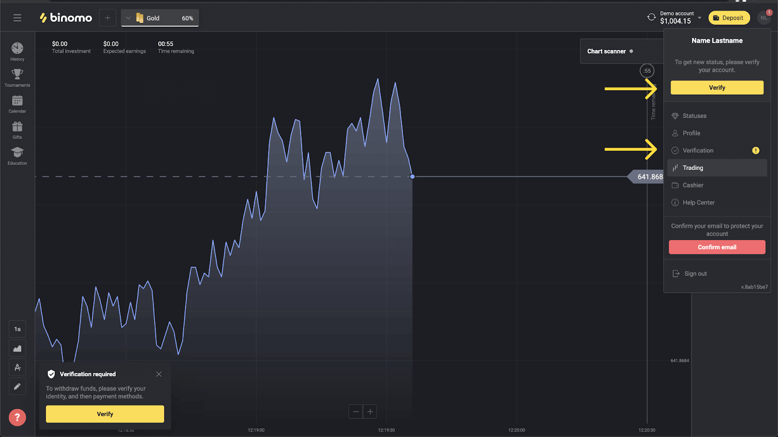როგორ გადაამოწმოთ ანგარიში Binomo-ზე როგორ გადაამოწმოთ ანგარიში Binomo-ზე