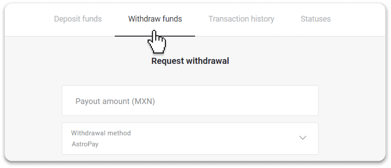 Как вывести средства из Binomo на мой электронный кошелек (Payfix, Webmoney WMZ, Tpaga, Perfect Money, ADV Cash, PayTM, Globe Pay, AstroPay, Jeton Wallet)