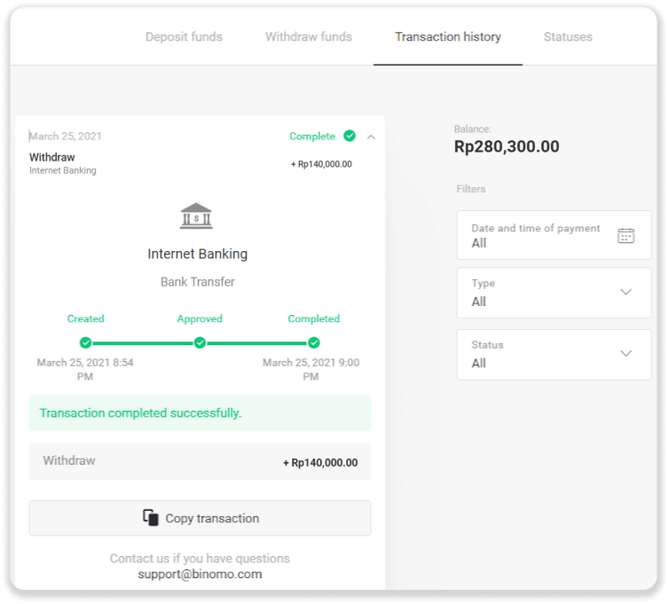 Cómo retirar fondos a mi cuenta bancaria (transferencia bancaria, banca por Internet, transferencia bancaria IMPS, transferencia bancaria NEFT, intercambiador indio, NetBanking, cuenta virtual, CEPbank, PIX) en Binomo