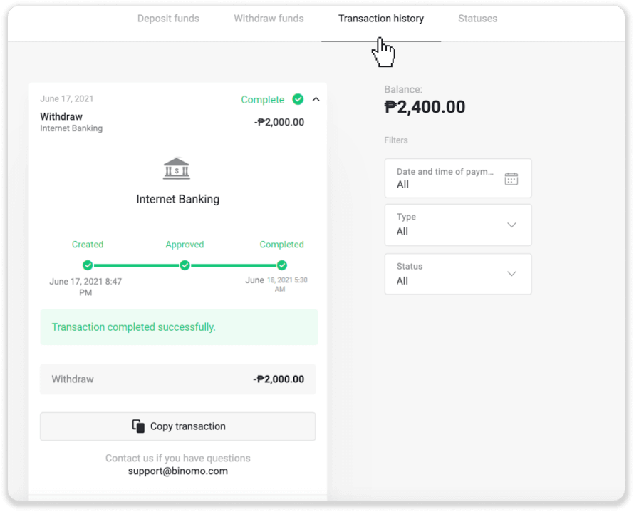 Cómo retirar fondos a mi cuenta bancaria (transferencia bancaria, banca por Internet, transferencia bancaria IMPS, transferencia bancaria NEFT, intercambiador indio, NetBanking, cuenta virtual, CEPbank, PIX) en Binomo