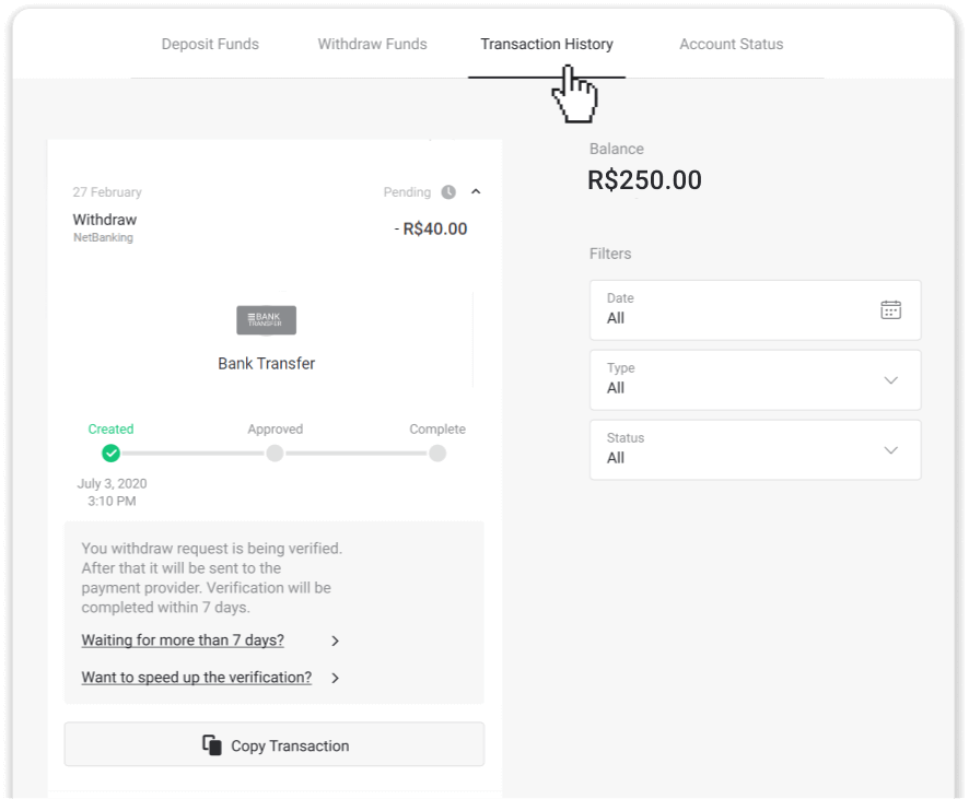 Cómo retirar fondos a mi cuenta bancaria (transferencia bancaria, banca por Internet, transferencia bancaria IMPS, transferencia bancaria NEFT, intercambiador indio, NetBanking, cuenta virtual, CEPbank, PIX) en Binomo