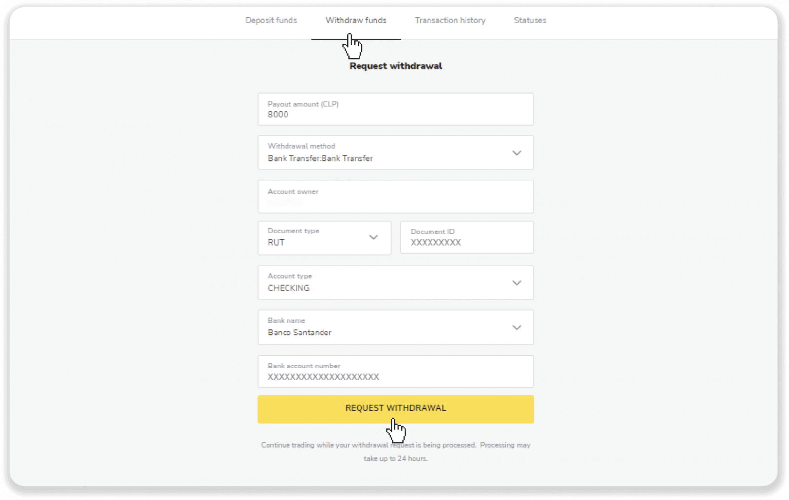 Cómo retirar fondos a mi cuenta bancaria (transferencia bancaria, banca por Internet, transferencia bancaria IMPS, transferencia bancaria NEFT, intercambiador indio, NetBanking, cuenta virtual, CEPbank, PIX) en Binomo