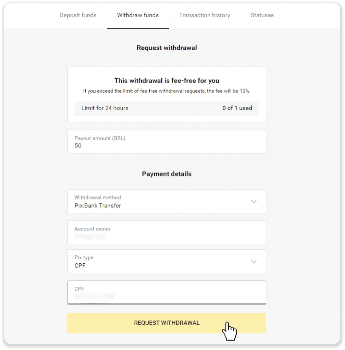 Cómo retirar fondos a mi cuenta bancaria (transferencia bancaria, banca por Internet, transferencia bancaria IMPS, transferencia bancaria NEFT, intercambiador indio, NetBanking, cuenta virtual, CEPbank, PIX) en Binomo